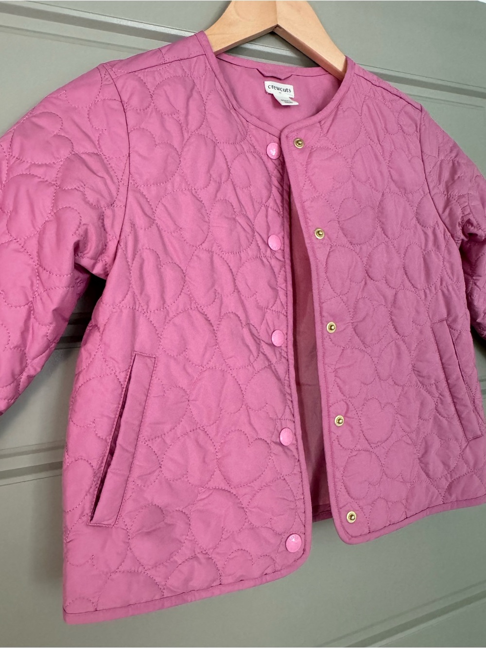Crewcuts Quilted Pink Button-Front Puffer Jacket